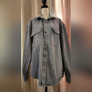 Casual Men's Button-Front Overshirt Jacket - Blue